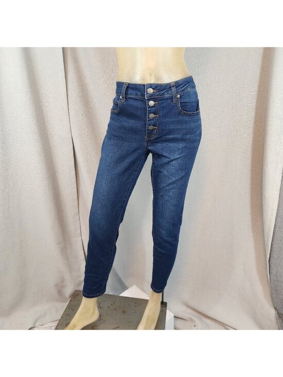 Tahari Denim - Tahari Amelia Dark Blue Wash Skinny Leg Denim Blue Jeans Size 8 MEDIUM 31 Wx27 I